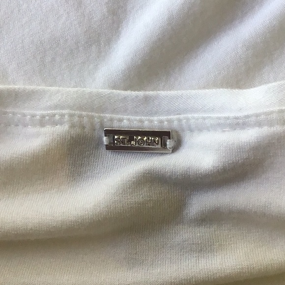 ST. JOHN WHITE EMBELLISHED V NECK TEE SHIRT MEDIUM - Picture 16 of 16
